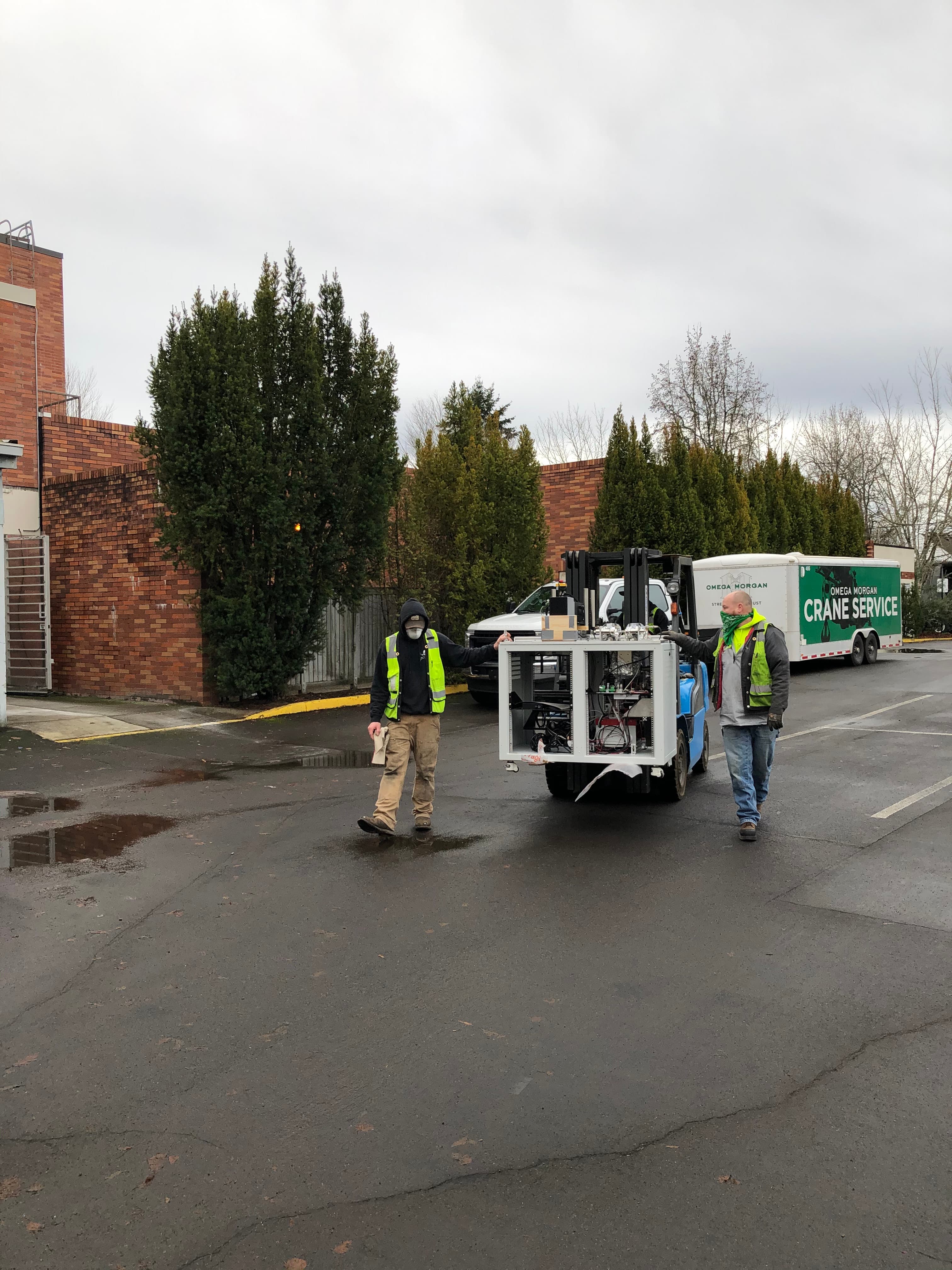 <p>The machines being moved back to Burt Hall after the renovation.</p>